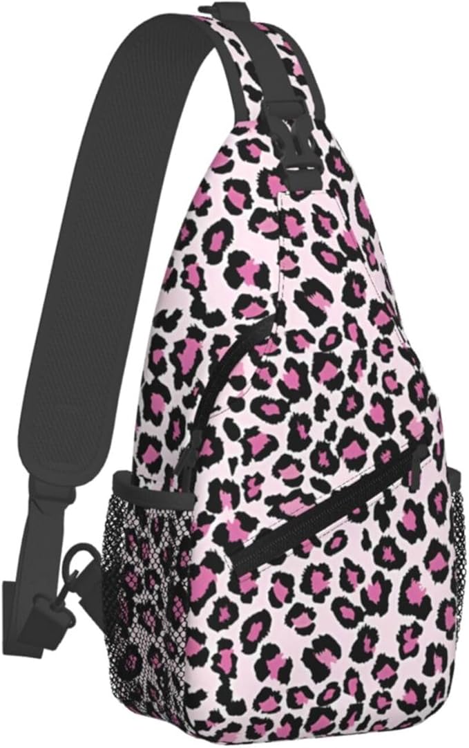 QFXUYNG Leopard Print Adult Sling Bag Unisex Chest Bags Crossbody Backpack Casual Daypacks Shoulder Bag for Women Men Cycling Hiking Travel