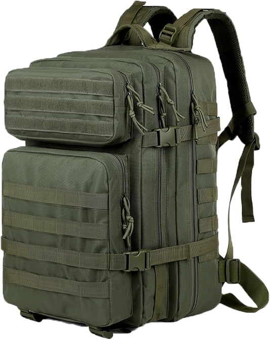 56L Tactical Backpack, Military Molle Backpack Army 3 Day, Waterproof Durable Hiking Rucksack for Men, 24H Outdoor Survival Bug Out Bag for Camping, Travel, Hunting, Army Green