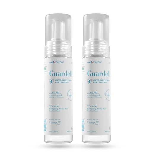 Well Before Guardelle, Alcohol-Free Foaming Hand Sanitizer - 97% Water, Non-Sticky Micro-Foam, 7 fl oz (Pack of 2)