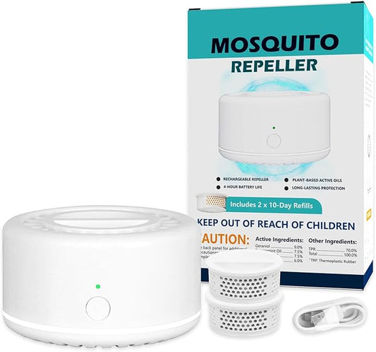 Mosquito Repellent Outdoor Patio, Bug Repellent Outdoor Electronic Mosquito Repeller for Camping Outing Hiking, Mosquito Control Device(2 Refill, Citronella)