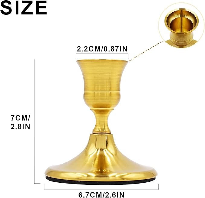 Candlestick Holders Taper Candle Holders, Gold Vintage Candle Holder for Pillar Candles Table Centerpiece, Wedding Reception, Festive Christmas Mantel Decoration or Home Decor, Set of 8