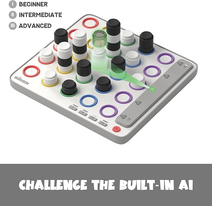 GiiKER Smart Four, 3D AI-Powered 4 in a Row Game, Strategy Board Games with Integrated Referee for 1-2 Players, Travel Games for Ages 6-12 and up, Birthday Gift for Kids Family Game Night