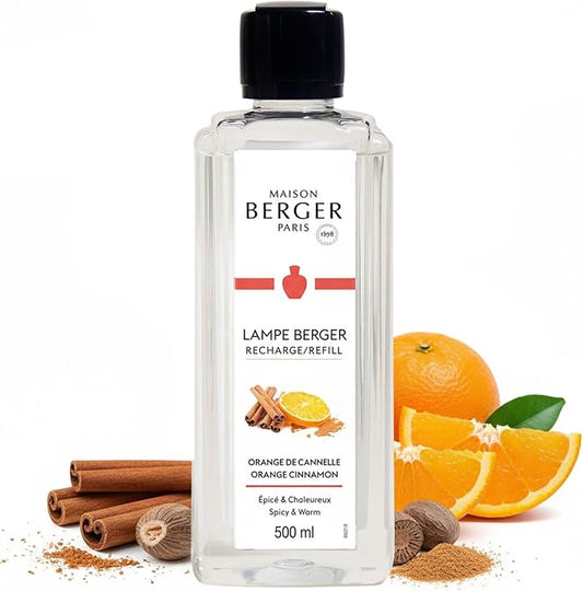Maison Berger - Orange Cinnamon - Lampe Berger Fragrance Refill for Home Fragrance Oil Diffuser - 16.9 Fluid Ounces - 500 milliliters