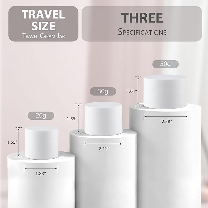 Travel Size Containers, Small Plastic Containers with Lids, 20 Gram Travel Container for Creams, Lotion, Toiletries, Makeup (2PCS Black and 2PCS White Plastic Jars)