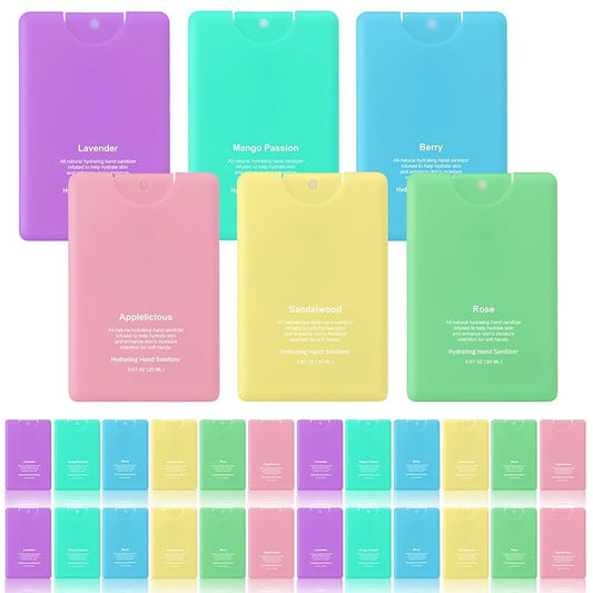 Dansib 24 Pack Hand Sanitizer Spray Bulk Travel Size Mini Hydrating Hand Sanitizer Colorful Pocket Spray Gifts for Women Coworker Party Favor Birthday End of Year Appreciation Gifts