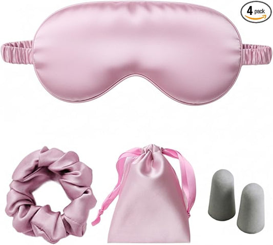 Silk Satin Sleeping Eye Mask, Light Purple Sleep Eye Mask Night Blindfold for Women and Men, Soft Breathable Blackout Eyeshade Eye Cover for Travel, Wedding Bridesmaid Gift