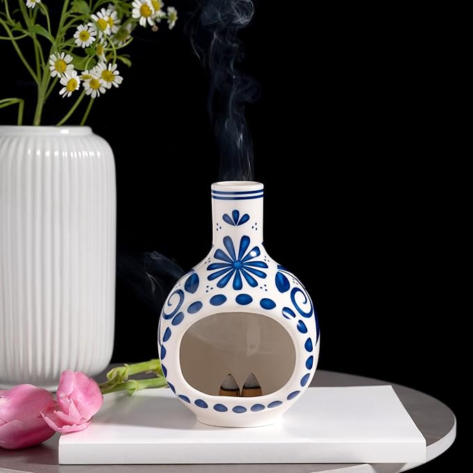 Handmade Ceramic Palo Santo Holder Burner - Mini Chimenea Incense Dish for Palo Santo and Sticks - Sage Holder for Meditation Decor
