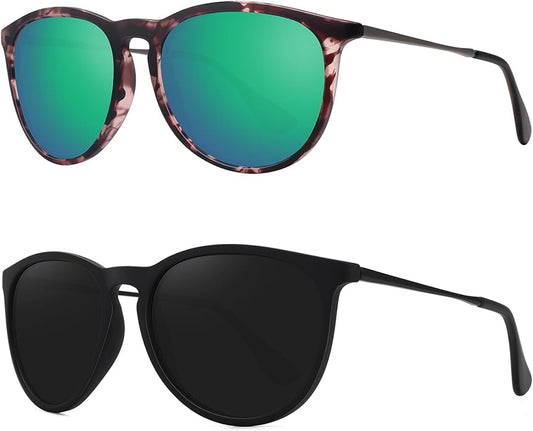 Retro sunglasses womens 2024 trendy round classic glasses