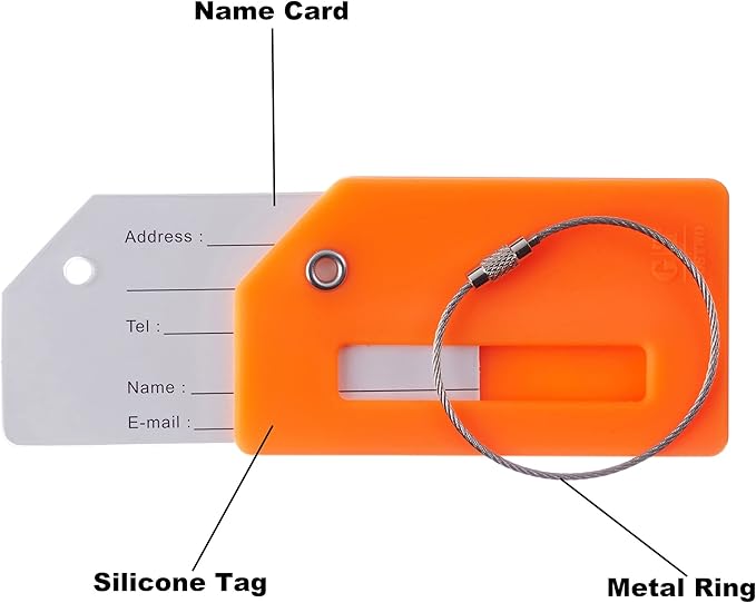 Gostwo 2 Pack Silicone Luggage Tags for Suitcases, 26 Initial Letter Baggage Labels Handbag School Bag Suitcase Instrument Tag with Stainless Steel Loop(Orange)(Letter A)