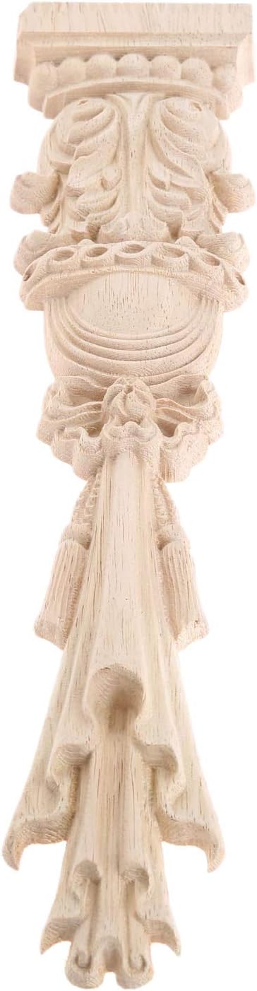 MUXSAM Wood Carved Appliques Onlays, 1-Pack Unpainted Carving Decals Mouldings Trim for Window Door Frame Rome Column Wall Mantel Dresser Fire Stove Surround Decor, 30x7cm/11.81"x2.76"