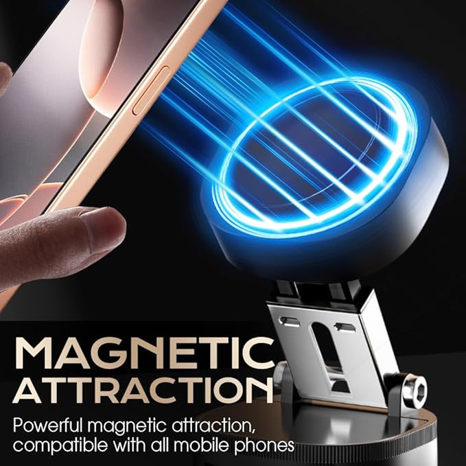 Vacuum Magnetic Suction Phone Holder, 2026 New Vacuum Magnetic Phone Holder, Adjustable Suction Phone Mount, Portable Universal Collapsible Magnetic Phone Stand Car Mount for Smartphones (Black)