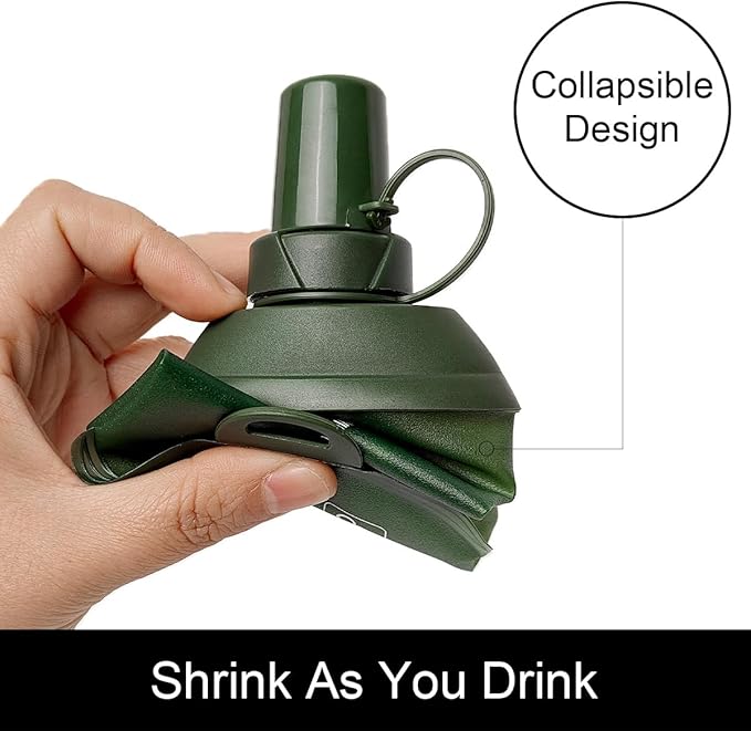 WILDREEDS 250ml Soft Flask, TPU Collapsible Soft Water Bottle for Hydration Pack, Running Vest, Folding Water Bottle for Hiking Cycling Climbing-1Pcs, Green