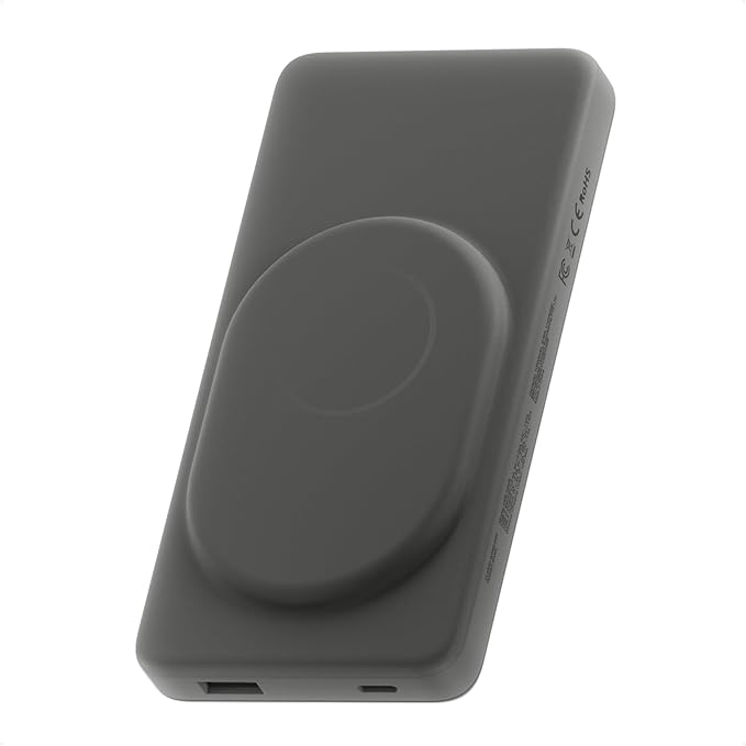 Clemm Portable 10000 mAh Wireless Power Bank, Travel Essential, Quick Charging for iPhone 16/15/14/13/12/11/X, Samsung Galaxy, iPad, Google Pixel & More - USB-C × 1 & USB-A × 1, Graphite