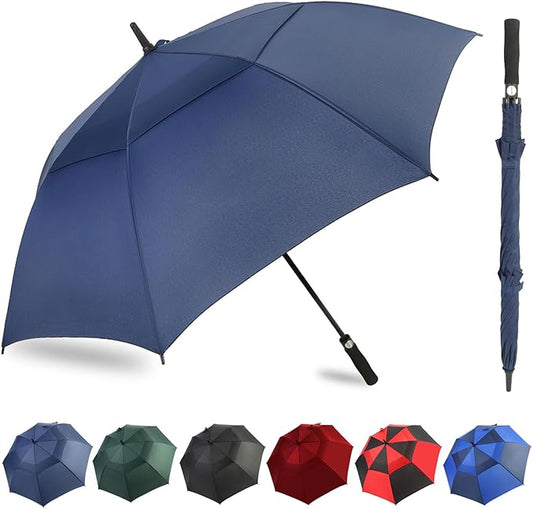 ZDSSM Automatic Open Golf Umbrella, 54/62/68/72 inch Extra Large Oversize Double Canopy Vented Stick Umbrellas, Windproof Waterproof Umbrella for Men And Women