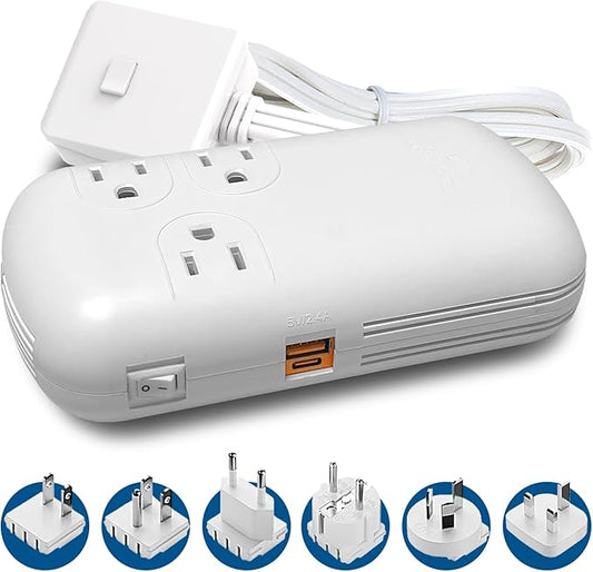 Ceptics 300W Travel Voltage Converter, 220V to 110V 50Hz to 60Hz Step Down for Curling Iron, Straightener, 1 USB, 1-USB-C 18W, SWadApt A B C E/F G I