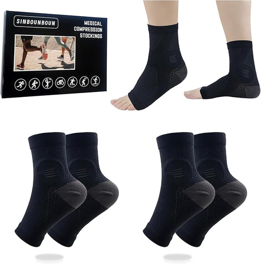 SINBOUNBOUN 2 Pairs Mixed Colors Neuropathy Socks For Women & Men，Nano Neuropathy Socks，Diabetic Open Toe Foot Sleeves Elastic Sock，Compression Socks，Sleep Socks