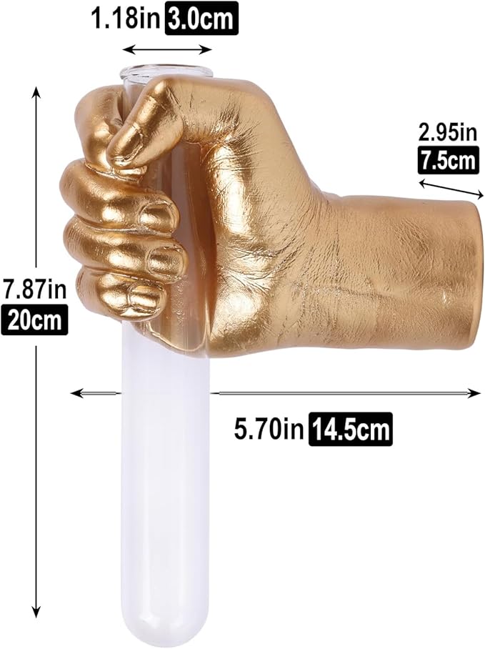 Unique Wall Sculptures, Hand Vases Home Decor, Wall Mount Art Sculpture, Unique Wall Art Statue, Funky Flower Vase Decorations, Modern Eclectic Hanging Decor,Glass Test Tube Vase (Gold)