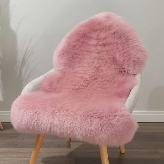 LLB Genuine Sheepskin Area Rug Wool Rug Fur Carpet Fluffy Shaggy Fur Rug for Living Room Kids Bedroom Real Sheepskin Throw Lambskin Rugs Sofa Mat Chair Seat Covers (Light Pink, 2 x 3 ft Sheepskin)