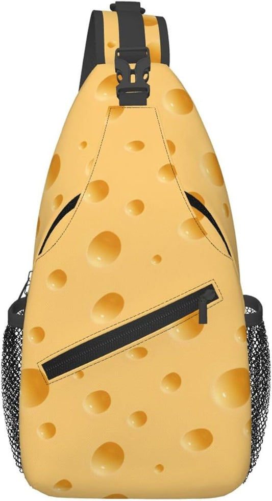 QFXUYNG Funny Cheese Adult Sling Bag Unisex Chest Bags Crossbody Backpack Casual Daypacks Shoulder Bag for Women Men Cycling Hiking Travel