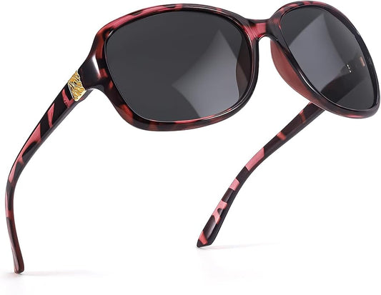 SIPHEW Polarized Sunglasses for Women | Vintage Square Sunglasses w UV400 Protection | Womens Wraparound Shade
