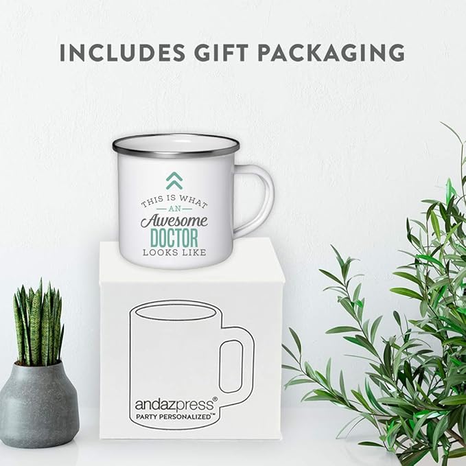 Andaz Press 11oz. Stainless Steel Campfire Coffee Mug Gift, This is What an Awesome Doctor Looks Like, 1-Pack, Birthday Gift Ideas Coworker Him Her, Includes Gift Box