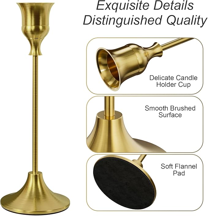 Taper Candle Holders Bulk, Set of 24 Brass Gold Vintage Candle Sticks Holder Decor Home Decor Centerpieces for Table Festive Wedding Decorations
