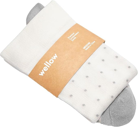 Wellow Premium Socks (Compression Socks - Regular) for Men & Women, Made with Viscose from Bamboo, Knee High, 18-25 mmHg