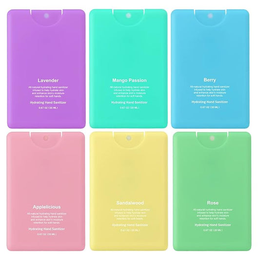 6 Pcs Hand Sanitizer Spray Travel Size Mini Scented Hydrating Hand Sanitizer Mist Colorful Refillable Spray Bottles New Year Gift for Women Birthday Gifts