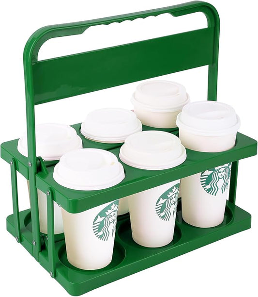 musbus Reusable Drink Carrier with Handle for Delivery Drivers, Portable Cup/Coffee Holder Accessories for Delivery, Foldable Drinks Caddy with Tray, Car Durable Plastic Festive Bottle, Vacation