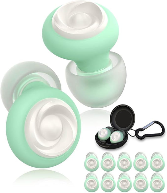 5 Pairs Ear Plugs for Sleeping Noise Reduction,Beinkap Reusable Earplugs Hearing Protection for Focus, Noise Sensitivity,Study,Work,Snoring,Motorcycle,Concert,Airplanes,24dB-33dB（Green）