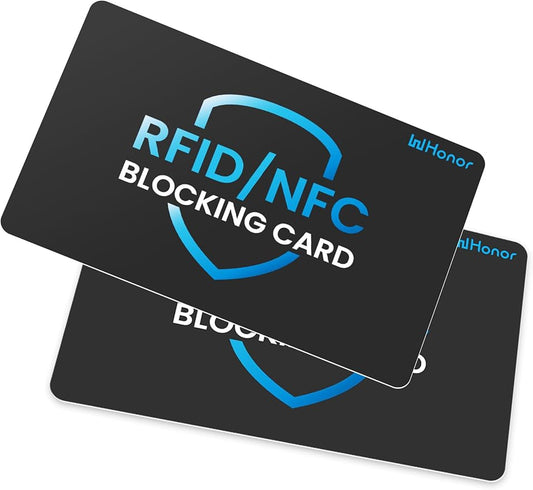 WHonor RFID Blocking Card 2 Pack, Bank Debit Credit Card Protector, Anti-Theft Contactless NFC Blocker, Entire Wallet Protection (2)