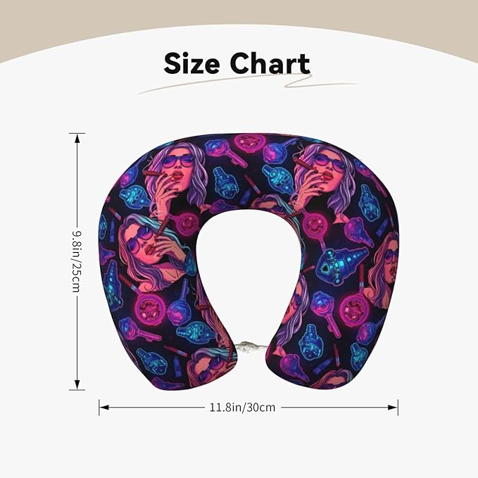 Travel Pillow for Boys and Girls, Comfortable Neck Chin Head Support Cushion Trippy Cool Girl Hippie Art, Comfortable for Airplanes Car Sleeping Rest