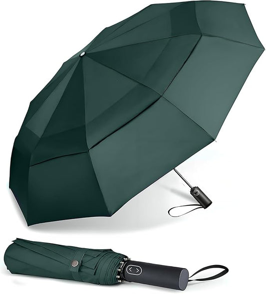 MRTLLOA 49/54/62 Inch Large Folding Golf Umbrella, Oversize Double Canopy Vented 10 Ribs Windproof Compact Travel Umbrellas for Rain