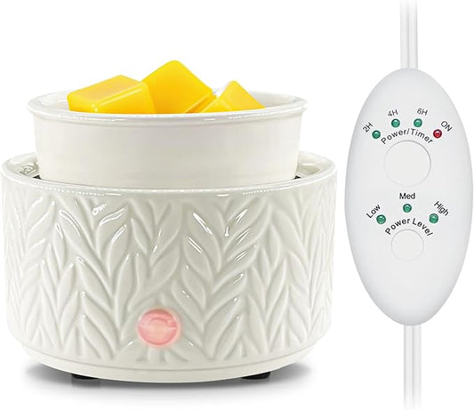 Wax Melt Warmer with Timer- 3-in-1 Wax Melter Burner, Fragrance Warmer for Scented Candles, Tarts, Essential Oils to Freshen Home Office, with Auto Shut Off and Temperature Adjustment, Gift & Décor