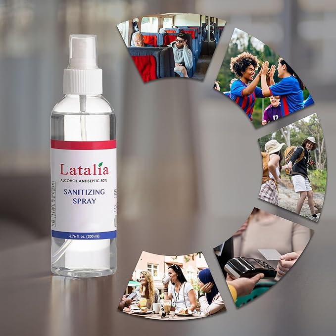 Latalia Unscented Hand Sanitizer Spray Refill Pack of 12 | 6.67 Fl oz with 80% Alcohol Bulk Hand Sanitizer Travel Size | Hand Sanitizing Spray For Quick Dry Hand