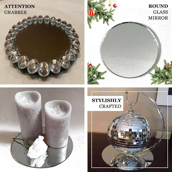 Efavormart 10" Round Glass Mirror Wedding Party Table Decorations Centerpieces - 6 PCS