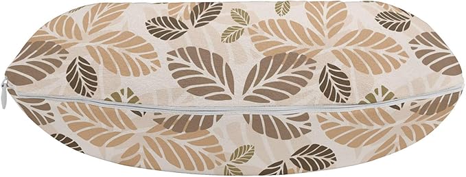 Ambesonne Leaf Travel Pillow Neck Rest, Floral Abstract Pattern Leaf Silhouettes in Retro Colors Gardening Plants, Memory Foam Traveling Accessory for Airplane and Car, 12", Army Green Tan Brown