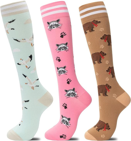 fenglaoda Compression Socks for Women Men 3 Pairs Graduated Compression Support Circulation Socks for Nurses