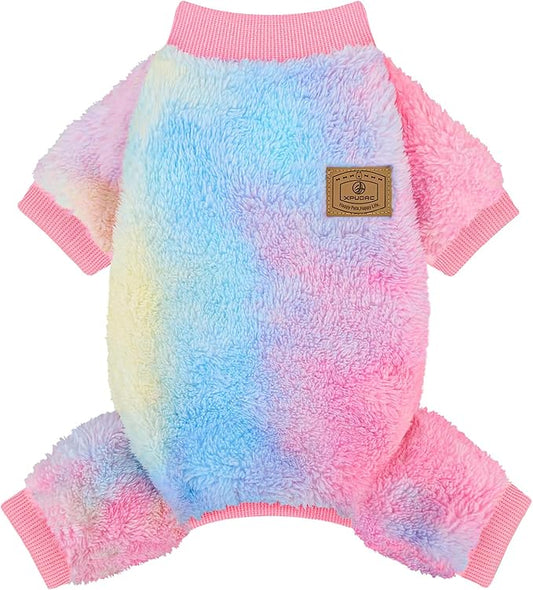 XPUDAC Dog Sweater, Dog Winter Clothes for Small Medium Dogs Girl Boy Fleece Doggy Pajamas for Winter Christmas, Tie-Dye02, XX-Large