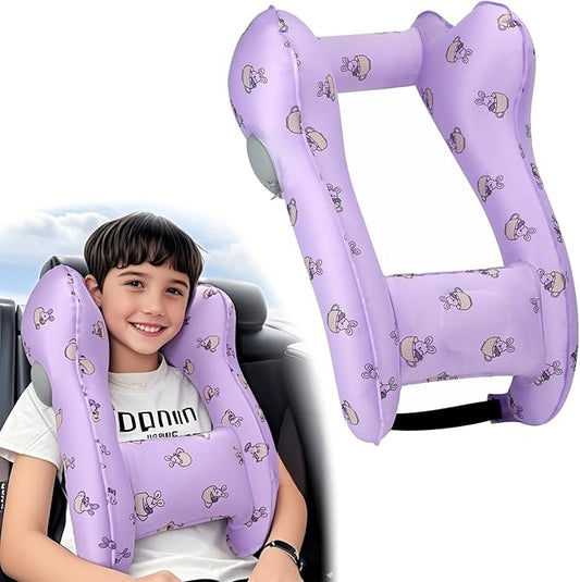 Inflatable Travel Neck Pillow for Kids, Fast Inflation, Portable and Foldable Kids Travel Pillow, Comfortable Travel Pillow for Airplane, Car, Train–Fits Ages 6+ & Under 165 lbs