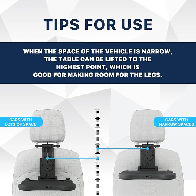 Car Table for Back Seat Passenger, Desk with Drink Holder and Mobile Phone Holder, Multifunctional Dining Table for Children Adults Foldable Adjustable Load Capacity