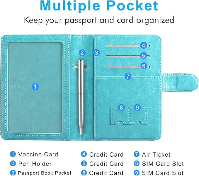 ACdream Unisex Faux Leather Passport and Vaccine Card Holder, RFID Blocking, Z-Flower, 20 x 3.5 x 2.5 in
