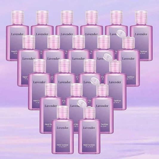 Frienda 24 Pcs Hand Sanitizer Bulk Lavender Gel Scented Hand Sanitizer Travel Size for Christmas Stocking Stuffers Women Men Teacher Nurse Employee Coworker Office Gifts Homeless Care Package Supplies