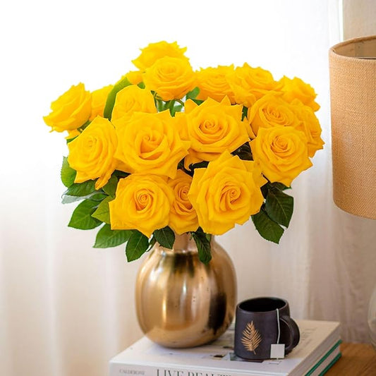 BloomsyBox - Yellow Roses - 24 Long Stems,Long Lasting, Hand-Tied in Eco-friendly,Vase Not Included, Fresh Flowers for Delivery – Gift for Birthday, Anniversary,Congratulations, Wedding