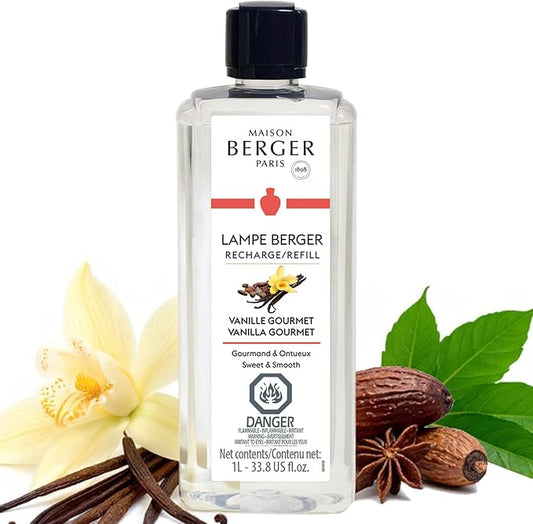 MAISON BERGER - Vanilla Gourmet - Lampe Berger Fragrance Refill for Home Fragrance Oil Diffuser - AIr Freshener - 33.8 Fluid Ounces - 1 Liter