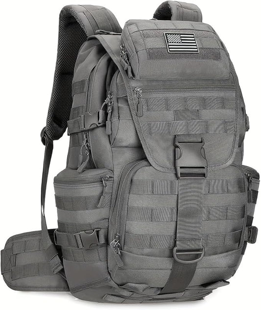 HongXingHai 50L Military Tactical Backpack 3 Day Assault Pack Molle Daypack Hiking Backpack for Men and Women (Gray)