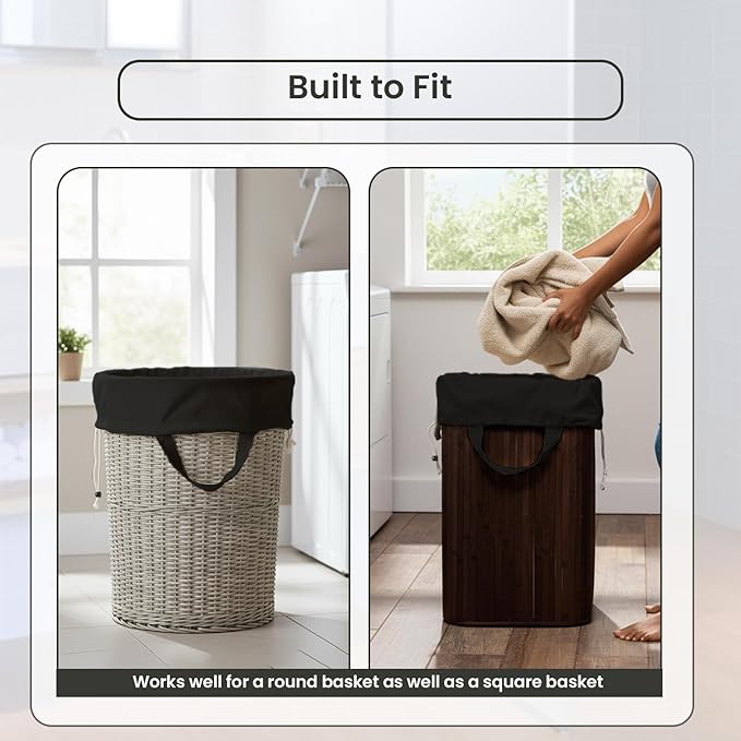 LFH Home Large Premium 1pack Cotton Canvas Laundry Bag with Drawstring and Handles Heavy Duty, Multi-Use, and Washable for Home, Travel, College or Storage 28x36-Black