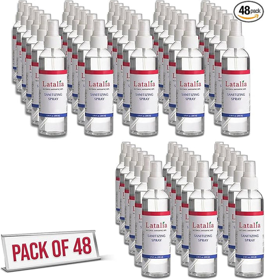 Latalia Unscented Hand Sanitizer Spray Refill Pack of 48 | 6.67 Fl oz with 80% Alcohol Bulk Hand Sanitizer Travel Size | Hand Sanitizing Spray For Quick Dry Hand