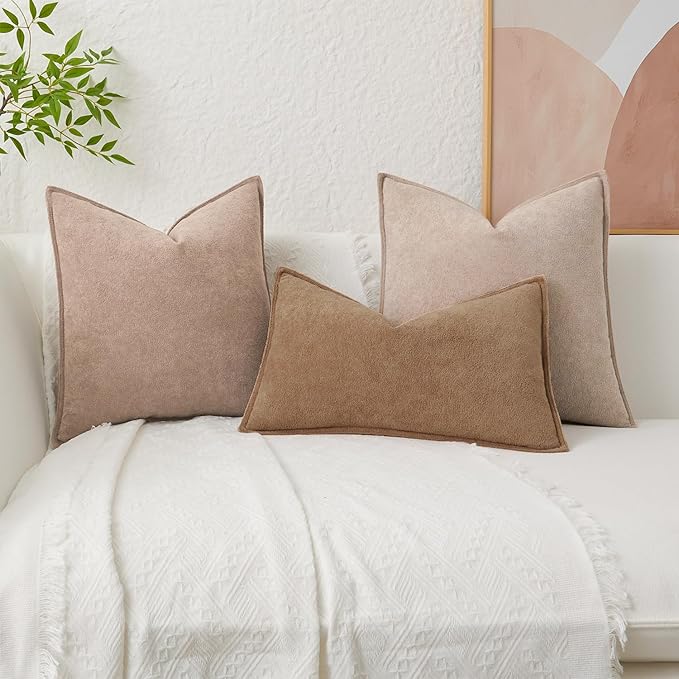 Kevin Textile 14x24 Inch Lumbar Pillow Cover 1 Pack Soft Boucle Textured Decorative Waterproof Rectangle Cushion Elegant Accent Pillow for Couch Sofa Chair Bed Home Decor Indoor Outdoor Camel