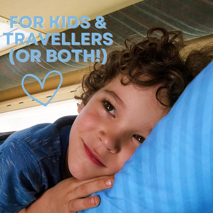 kinder Fluff Mini Toddler Pillows (2pk) 10x15in- The only Pillow for Kids 300T Cotton Shell & Down Alternative Fill - Machine Washable, Ideal Pillow for Kids Above 2 Years- Blue- XS